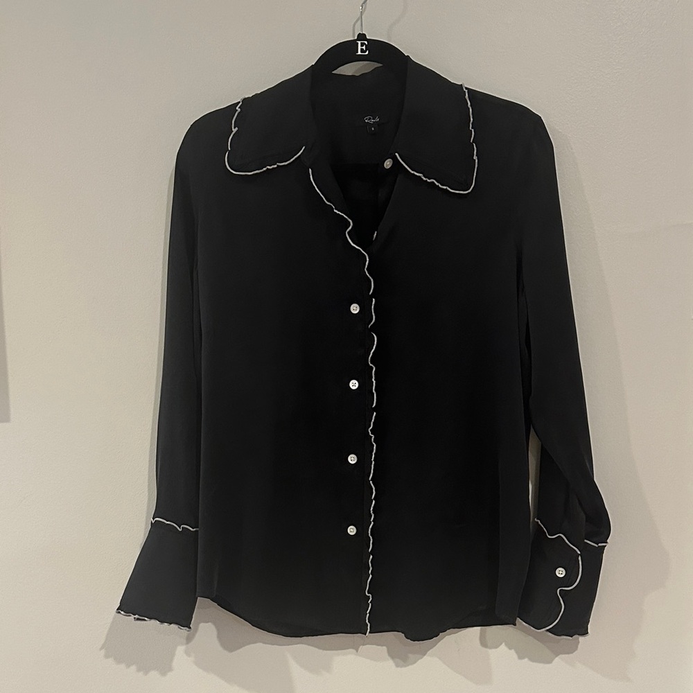 Rails Black Button Down Shirt with White Piping